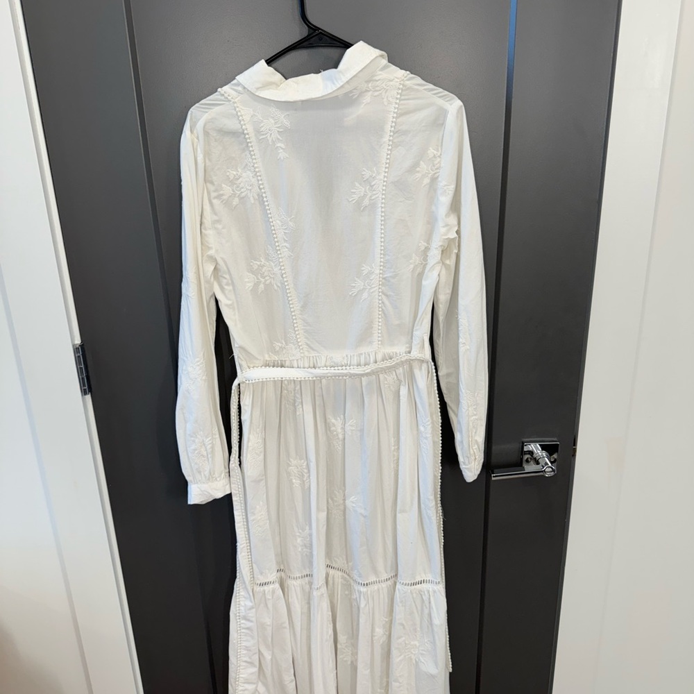 Zara White Midi Dress with Tie Waist - Picture 4 of 4
